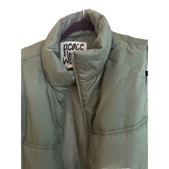 Peace Love World Puffer Vest with Cinch Waist Sage XS A628272 - Picture 3 of 4